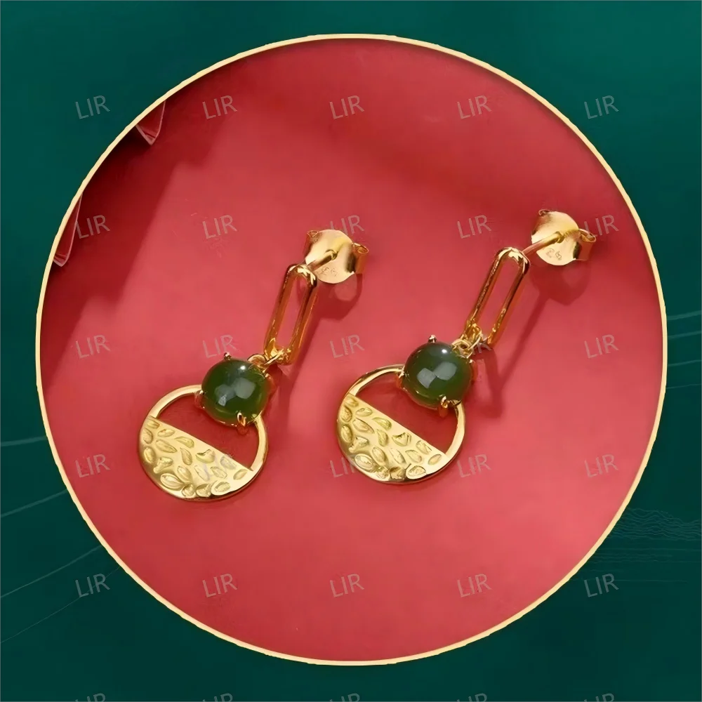 LIR S925 Sterling Silver Hetian Jade Earrings - Classic Design | Trendy & Versatile | Exclusive for Tasteful Women