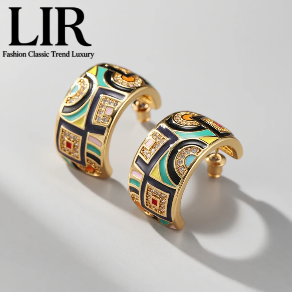 LIR Geometric Color Block Stud Earrings | Trendy Statement Jewelry for Professional Women | Independent Style & Powerful Aura