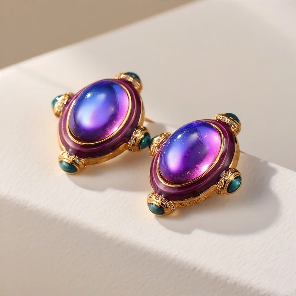 LIR Trending Geometric Earrings | 925 Sterling Silver with Glazed Enamel | Romantic & Noble Statement Pieces for Chic Style
