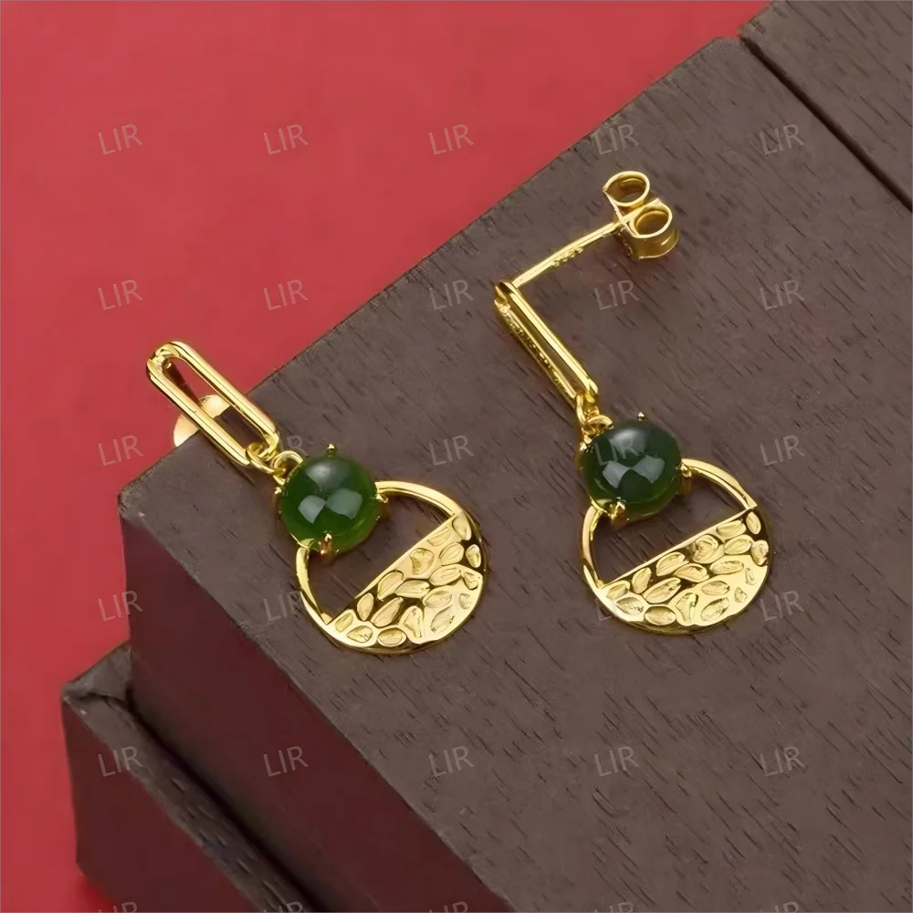 LIR S925 Sterling Silver Hetian Jade Earrings - Classic Design | Trendy & Versatile | Exclusive for Tasteful Women