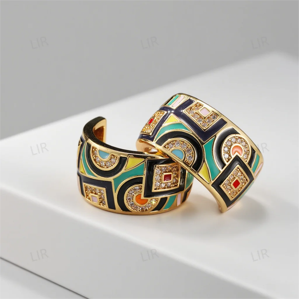 LIR Geometric Color Block Stud Earrings | Trendy Statement Jewelry for Professional Women | Independent Style & Powerful Aura