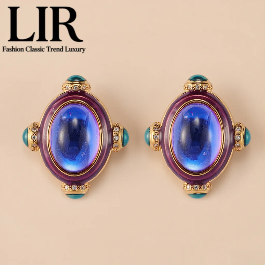 LIR Trending Geometric Earrings | 925 Sterling Silver with Glazed Enamel | Romantic & Noble Statement Pieces for Chic Style